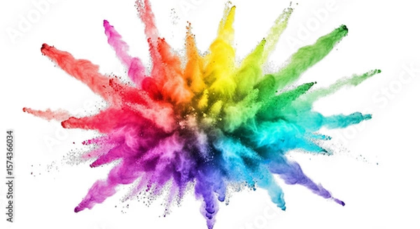 Fototapeta A vibrant rainbow powder explosion creates dynamic colorful radial burst with a black background.