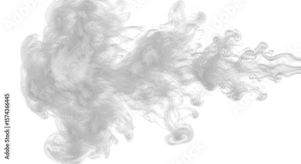 Fototapeta Abstract white plume or smoke drifting across a black background creating a dreamy atmosphere.