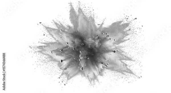 Fototapeta Abstract white powder explosion against black backdrop, capturing movement and ethereal atmosphere