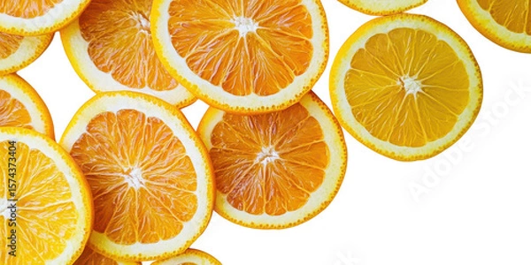 Obraz Slices of orange fruit close up view on transparent png photo