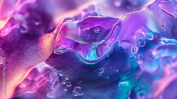 Obraz A highly detailed microscopic view of a gelatin dessert in vibrant purples and teals