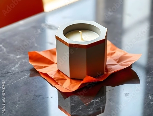 Fototapeta Hexagonal Candle: A Study in Light and Shadow