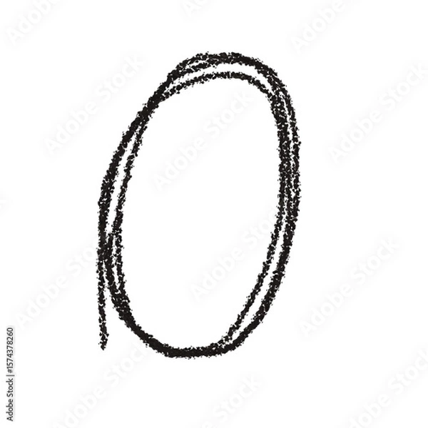 Fototapeta Grunge black chalk hand drawing in a circle or round shape, Line drawing doodle sketch circle, Round doodle drawn, highlighter circle on white background
