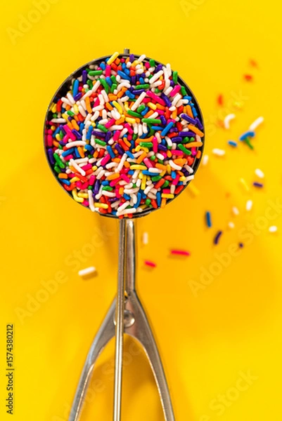 Obraz Ice Cream Scoop with Sprinkles Vertical Shot