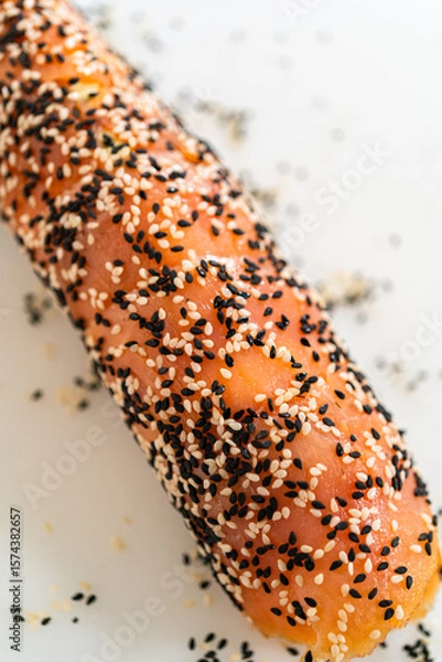 Obraz Smoked Salmon Jumbo Cream Cheese Rolls From Assembly to Plating