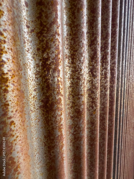 Obraz Close-Up of Rusted Corrugated Metal Wall Texture