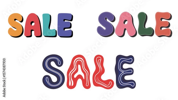 Fototapeta Three sale signs with different color schemes on a white background design
