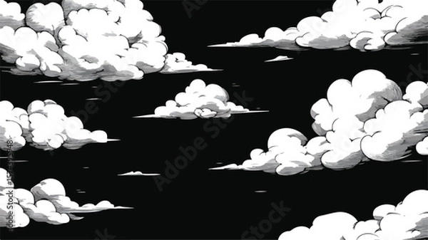 Obraz Vintage 1950s Style Black and White Cloudy Sky Image