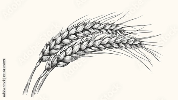 Obraz Vintage Wheat Ear Woodblock Print on Black Background