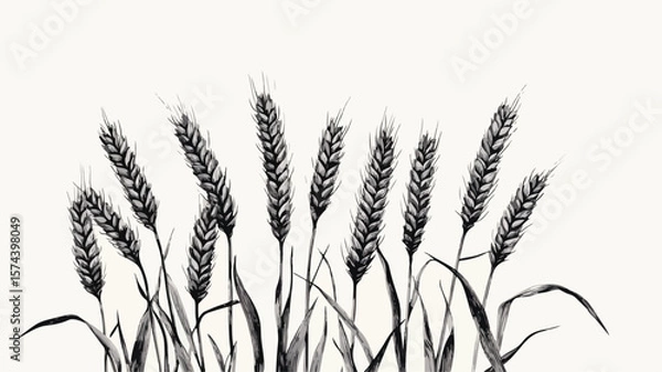 Obraz Vintage Wheat Ears Block Print Style Grunge Effect