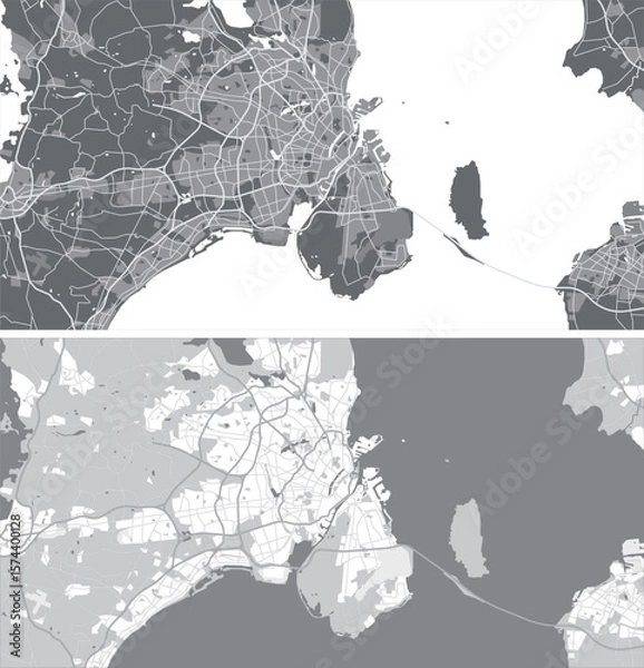 Obraz Layered editable vector illustration outline of Copenhagen,Denmark.