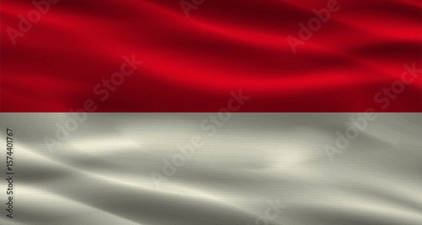Fototapeta Indonesia flag with fabric texture. Realistic flag of Indonesia waving