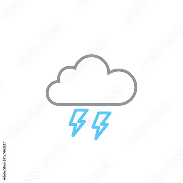 Fototapeta thunderstorm line icon, outline vector logo illustration, linear pictogram isolated on white