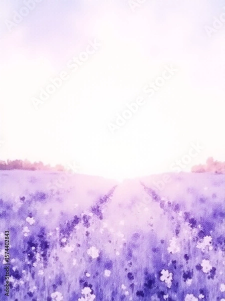 Obraz A serene lavender field stretching towards a bright horizon, evoking tranquility and peace.
