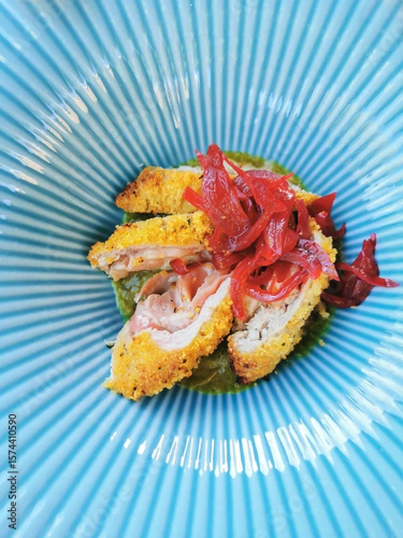 Obraz snapshot of restaurant food plate, close-up