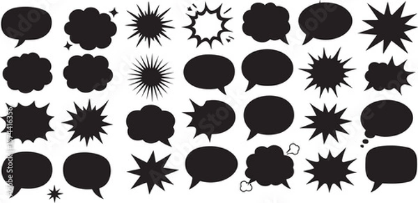 Obraz Various black speech bubbles and explosion shapes comic
