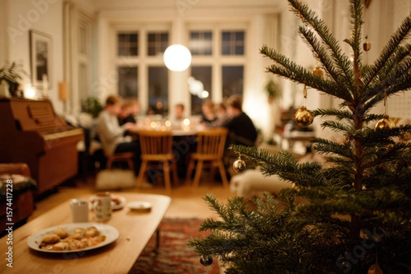 Fototapeta minimalist atmosphere of christmas celebration in usa essence of family traditions