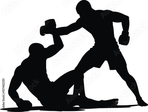 Obraz Fighters grappling in combat fighting athletes