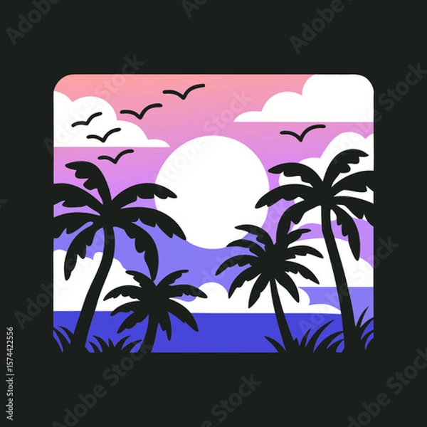 Fototapeta summer holiday background with palm trees