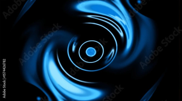 Obraz A mesmerizing abstract swirl of blue hues set against a deep black background.