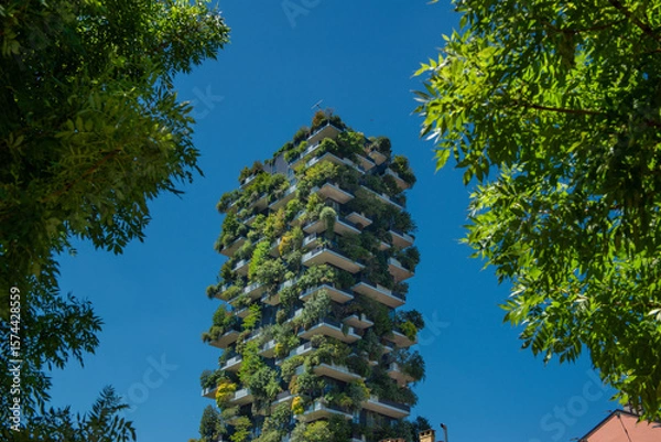 Fototapeta Skyscraper with trees on the terrace