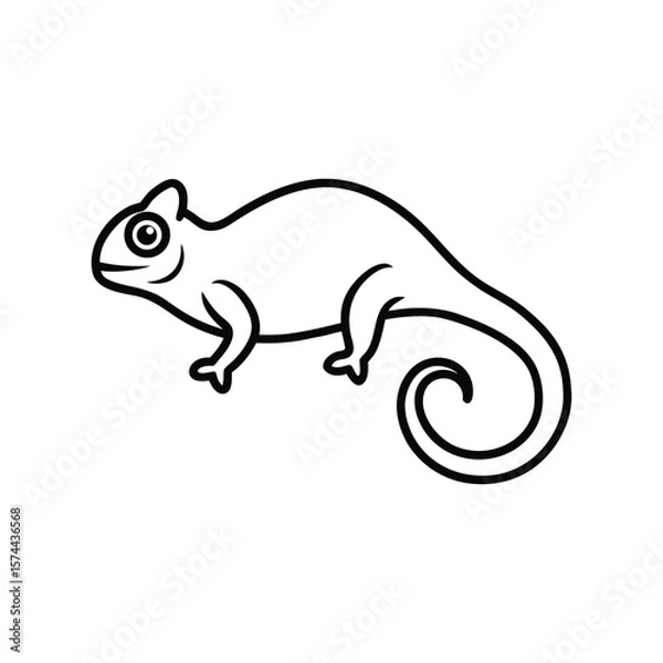 Fototapeta chameleon line art