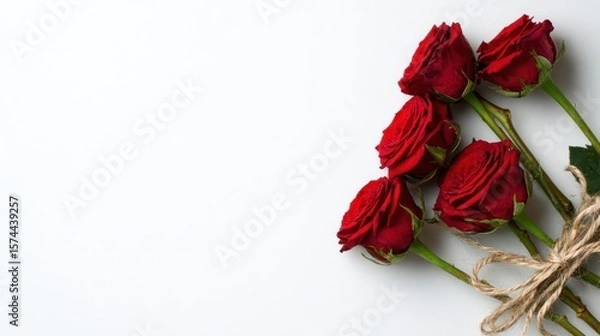 Obraz Red roses bouquet on white background