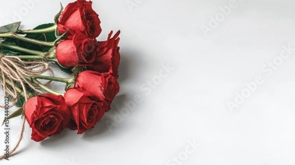 Obraz Red roses bouquet on a white background