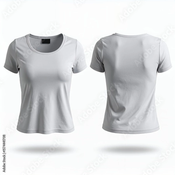 Fototapeta Sporty apparel mockup showcasing front and back view of a t-shirt displayed on white background