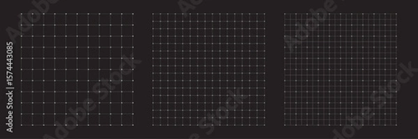 Fototapeta Set of Square grid backgrounds featuring line patterns on a dark backdrop. Includes designs resembling graph paper, math sheets, notebook grids