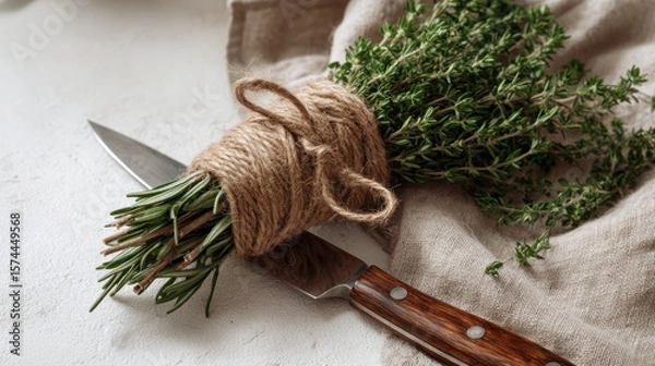 Obraz Fresh herbs tied with twine