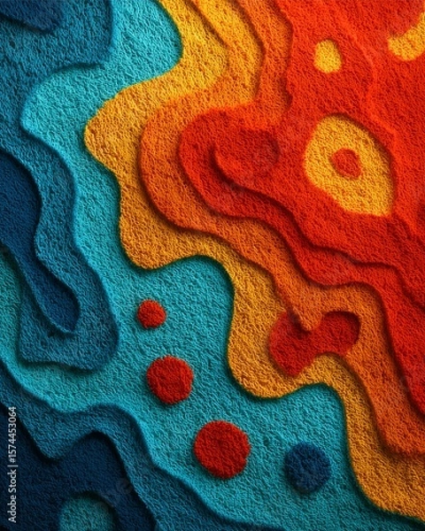 Fototapeta Abstract Terrain of Colors: A vibrant and dynamic display of layered textures and gradients, forming an abstract representation of a colorful terrain. The design evokes feelings of depth, topography.