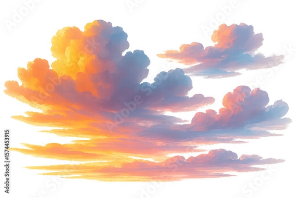 Fototapeta colorful sunset clouds isolated on white