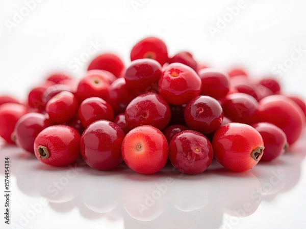 Fototapeta  fresh red cranberries isolated on white 