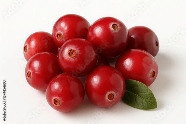 Fototapeta fresh red cranberries isolated on white