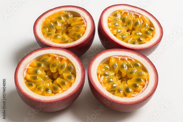 Fototapeta fresh sliced maracuya fruits isolated on white