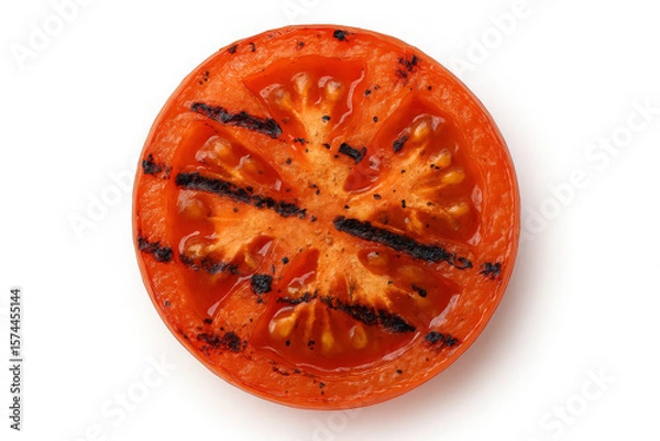 Fototapeta grilled roasted sliced tomato isolated on white