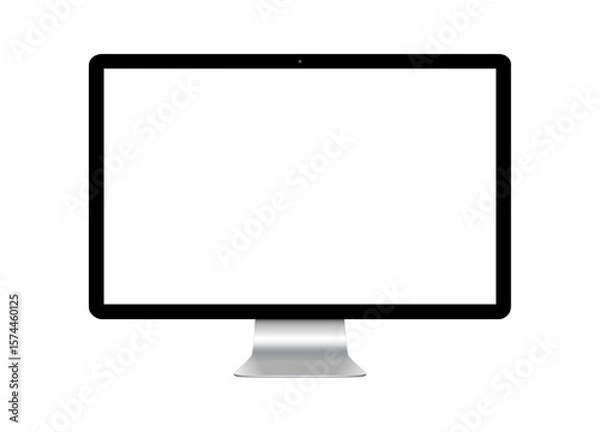 Fototapeta Modern computer screen isolated on transparent background. Silver color. Front view. 3d rendering