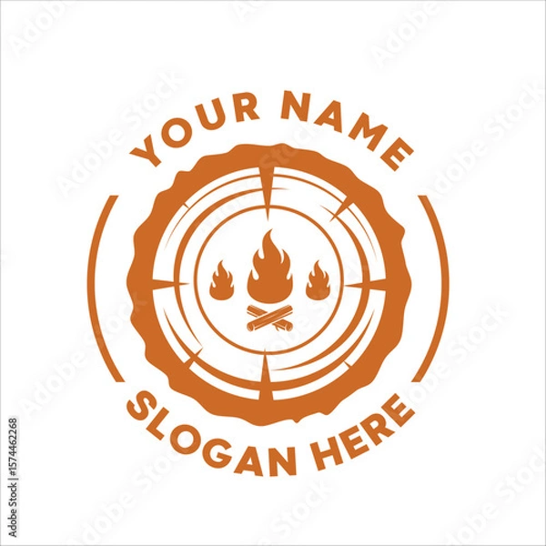 Fototapeta wood logo, tree felling, tree icon, tree trunk icon, tree felling, vector wood icon, vector illustration