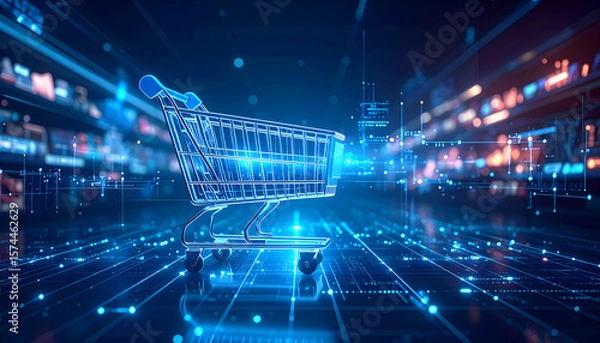 Obraz Digital Shopping Cart with Online Retail.