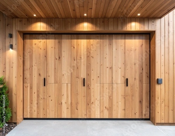 Obraz Modern wooden garage door