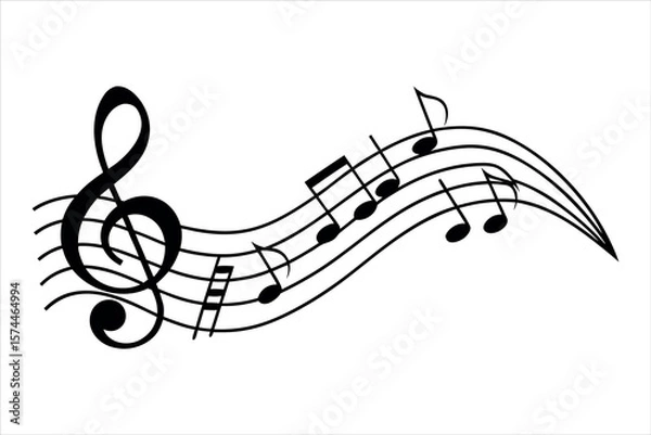Fototapeta A modern music icon set featuring a variety of symbols related to sound and audio. Includes icons of musical notes, headphones, speakers, microphones, equalizers, guitars, music players, and more. 
