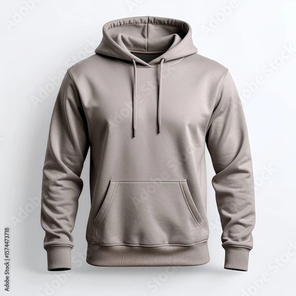 Obraz Neutral toned hoodie apparel mockup for design presentations and sales, on white background