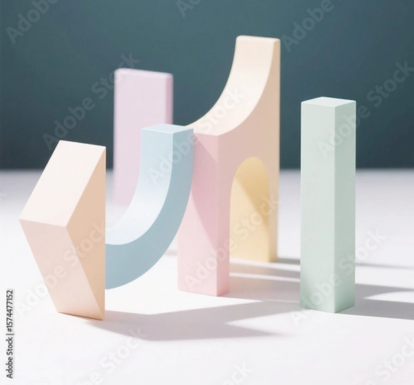 Fototapeta Abstract Geometric Shapes in Pastel Colors