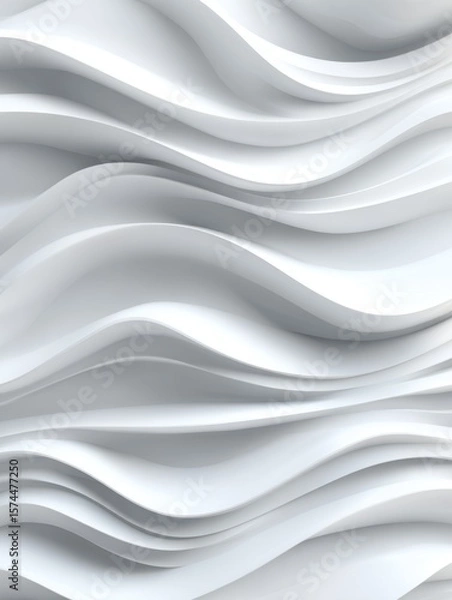 Fototapeta Abstract 3D white wave texture with smooth layered curves and fluid motion, minimalist seamless pattern, modern luxury design