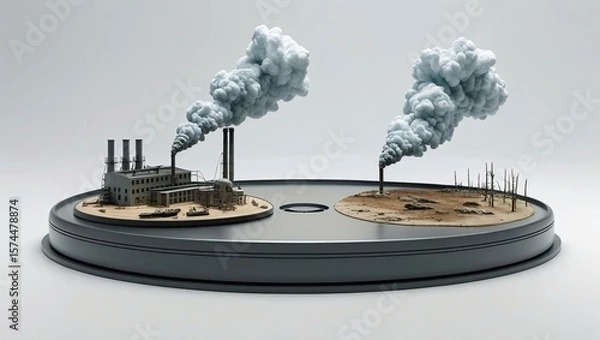 Fototapeta Factories smoke deadly effect on environment concept 