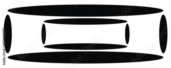 Obraz Black ellipses forming a tunnel effect abstract white