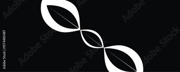 Obraz Black and white abstract curved shapes with thin lines vector