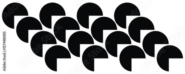 Obraz Black circular segments and white squares pattern abstract geometric