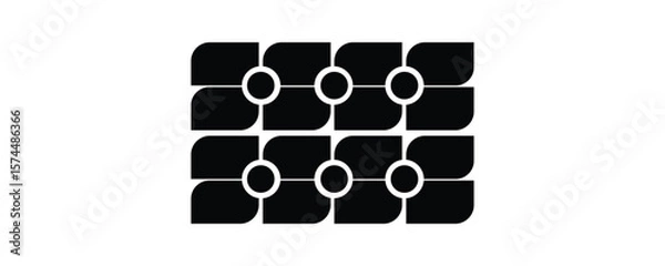 Obraz Black geometric pattern with white circles and lines abstract